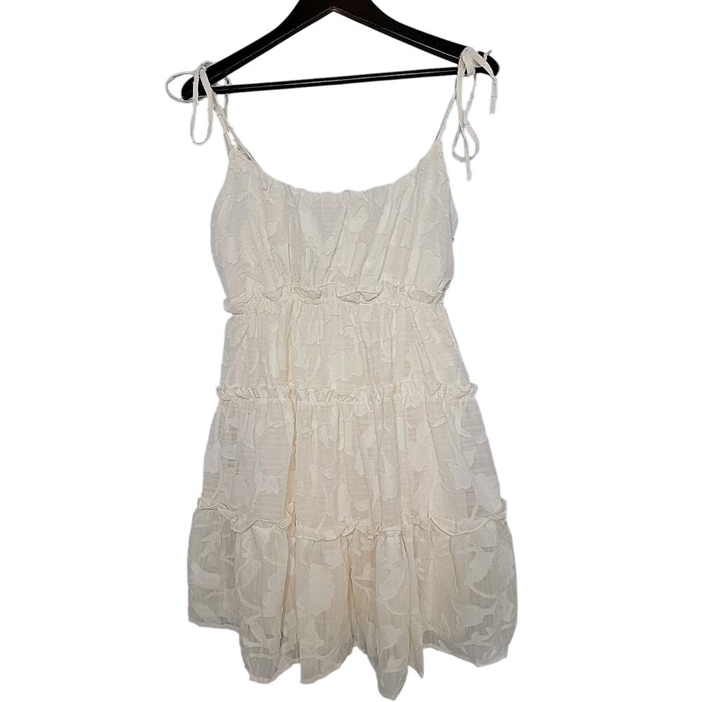 A.CALIN Flying Tomato Ivory Lace Ruffle‎ Boho Dress Women’s Large NWOT